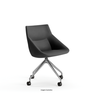 Bow Chair - Poltrona sem braços, base em alumínio trespolo com rodízios.