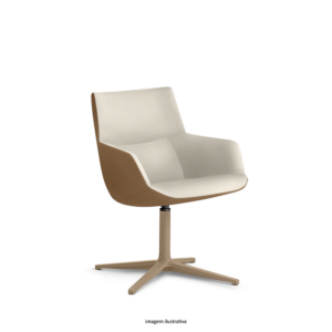 Bow Chair - Poltrona com braços, base fixa em alumínio com giro no eixo