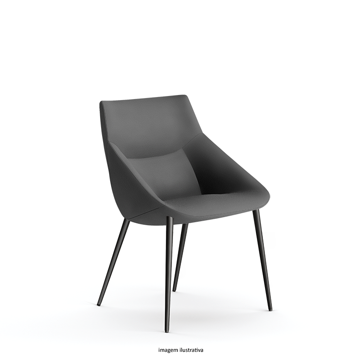 Bow chair – Poltrona sem braços, com base 4 pés em aço conificado.
