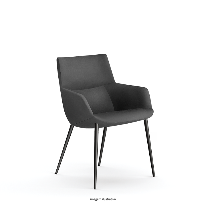 Bow Chair – Poltrona com braços e base 4 pés em aço conificado.
