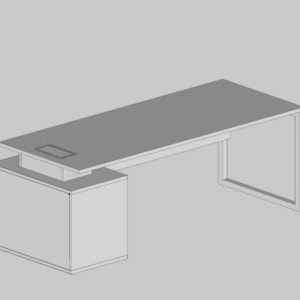 Mesa Reta Com Armário Esquerda Pé Moldura (Com Saia)
