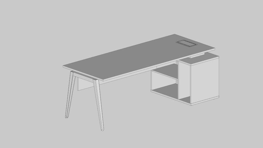 Mesa Reta Com Nicho Direita Pé Origami (Com Saia)