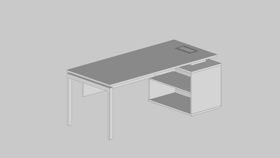 Mesa Reta Com Armário Direita Pé Trave (Com Saia)