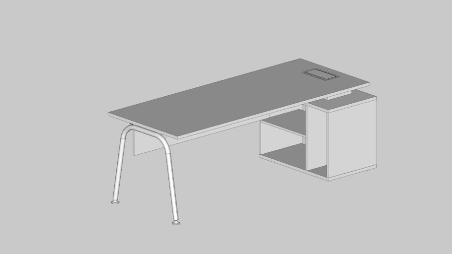 Mesa Reta Com Nicho Direita Pé Raiado (Com Saia)