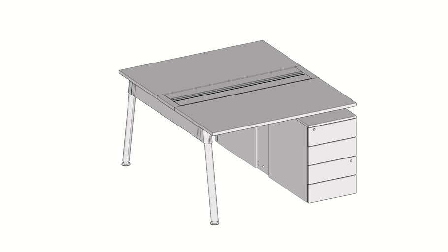 Mesa Dupla Com 2 Gaveteiros Pé Goleira