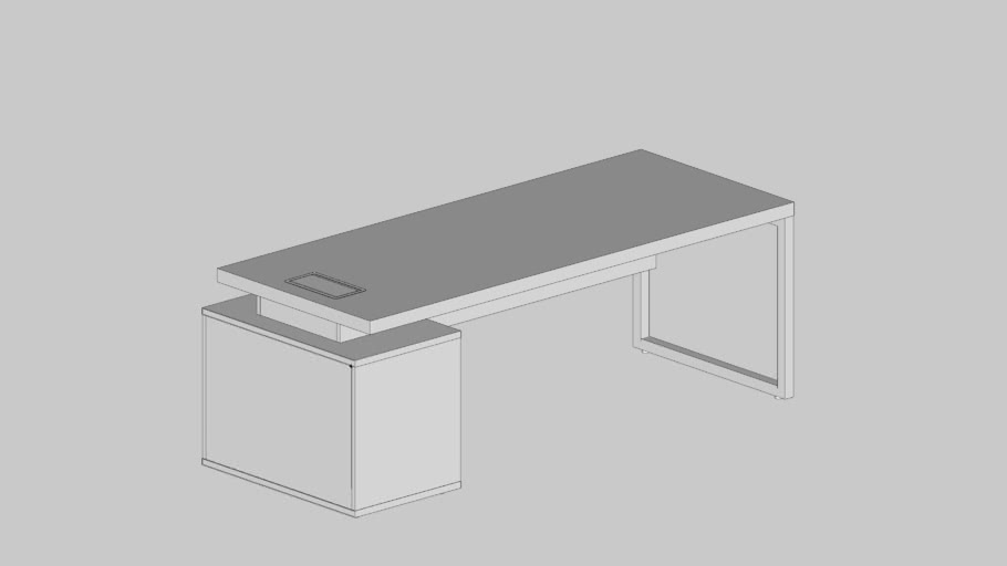 Mesa Reta Com Nicho Esquerda Pé Moldura (Com Saia)