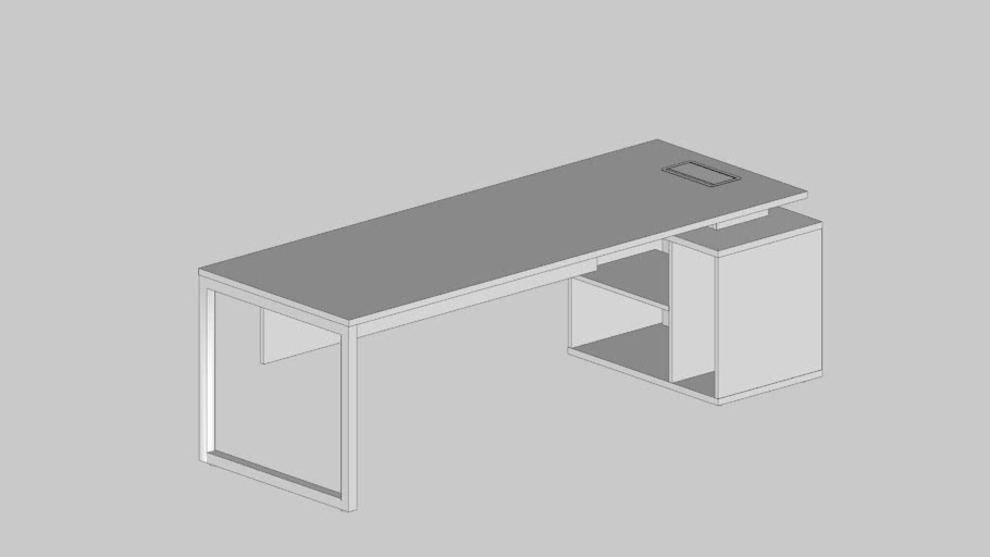 Mesa Reta Com Nicho Direita Pé Moldura (Com Saia)