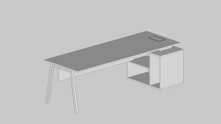 Mesa Reta Com Nicho Direita Pé Inclinado (Com Saia)