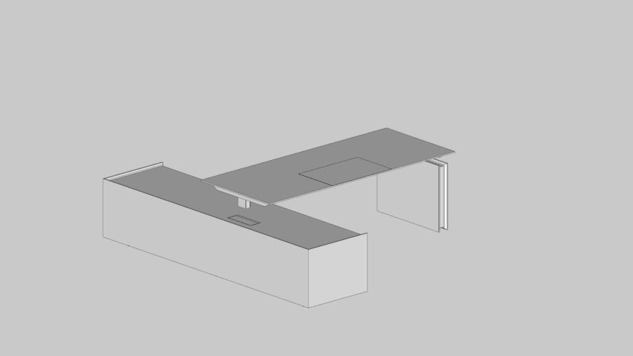 Mesa Em T Fixa Com Armário