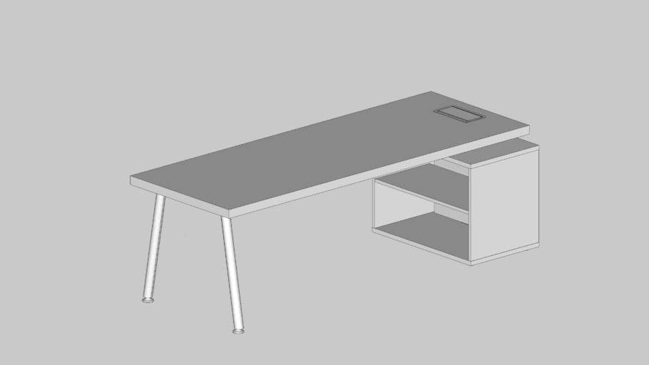 Mesa Reta Com Armário Direita (Pés Metálicos)