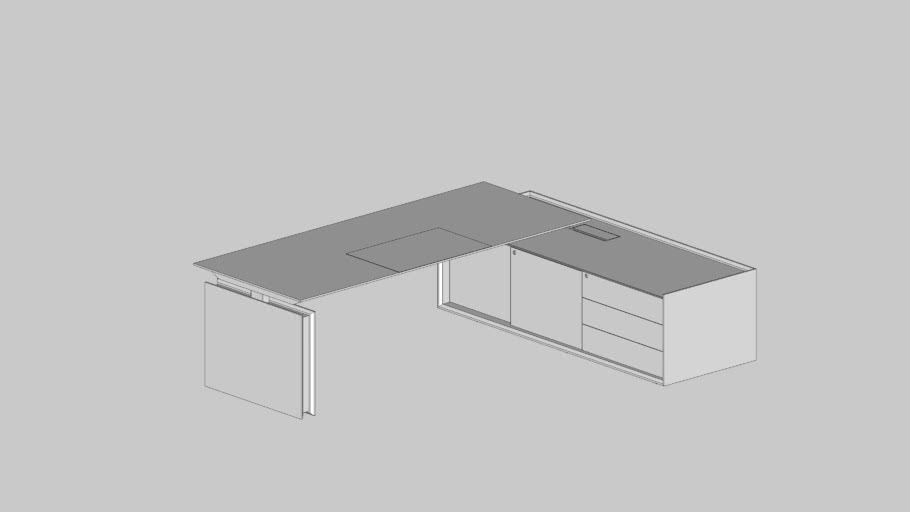 Mesa Em L Fixa Com Armário