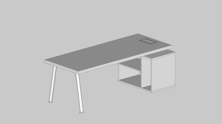 Mesa Reta Com Nicho Direita (Pés Metálicos)