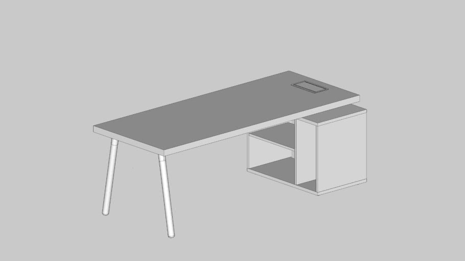 Mesa Reta Com Nicho Direita (Pés Em Madeira)