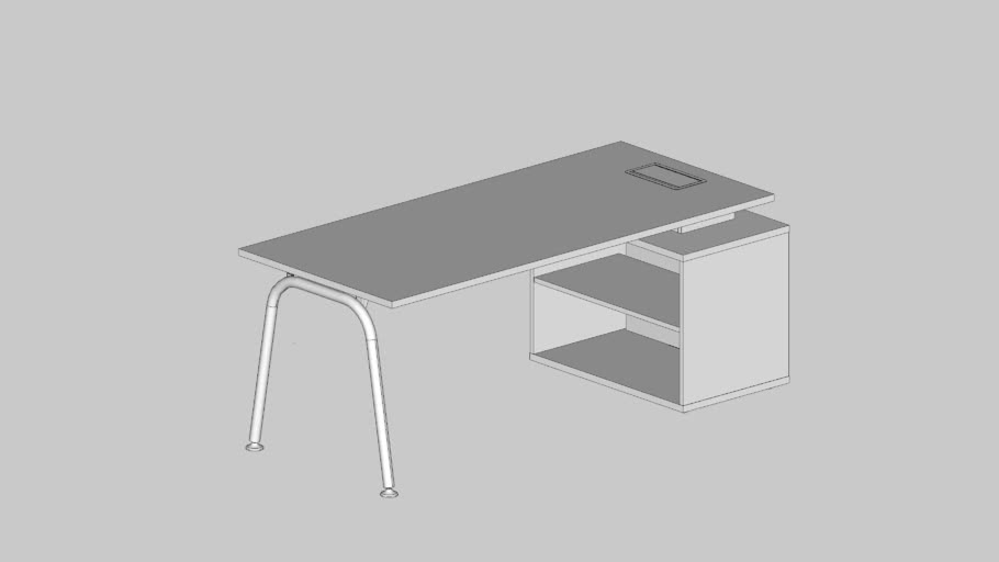 Mesa Reta Com Armário Direita Pé Raiado