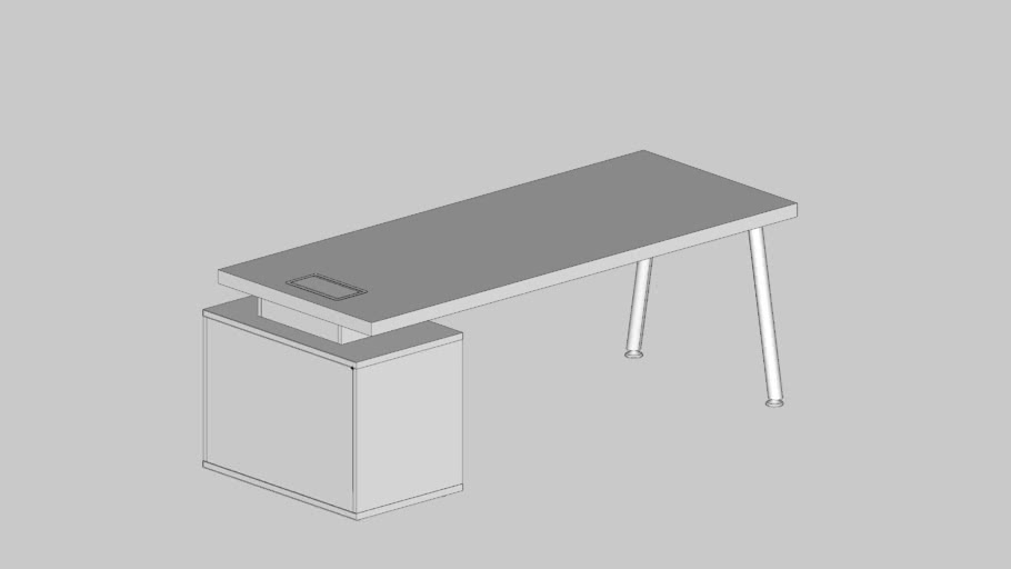 Mesa Reta Com Armário Esquerda (Pés Metálicos)