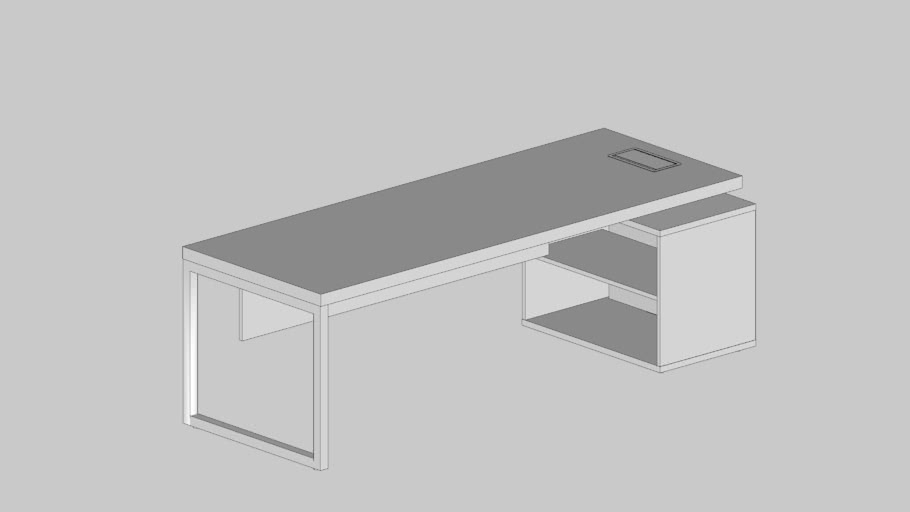 Mesa Reta Com Armário Direita Pé Moldura (Com Saia)